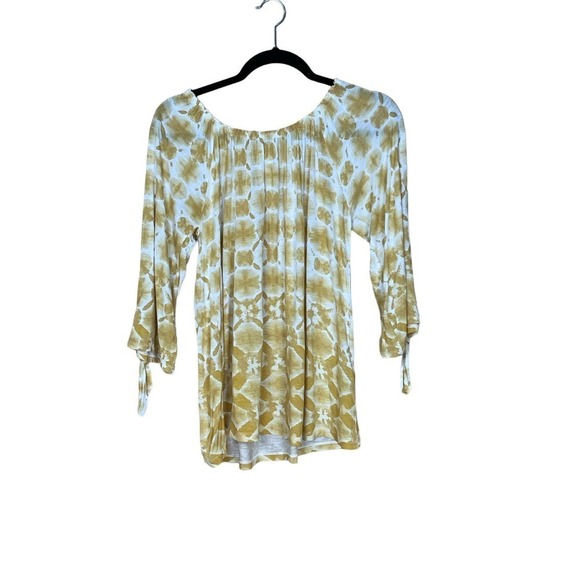 Chico’s 100% Rayon Top, Tie-Dye Design, Yellow, Size 1 (Large) - Picture 1 of 6